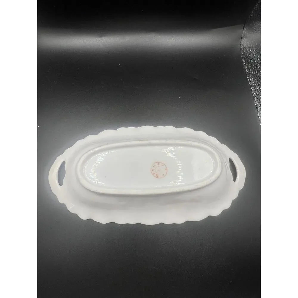 Vintage Oval‎ Ceramic Trinket Dish W/Exotic Bird And Flowers Made In Germany